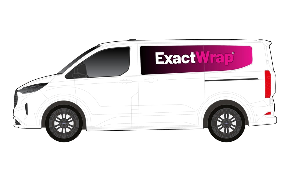 White Ford Transit Custom with an ExactWrap printed panel